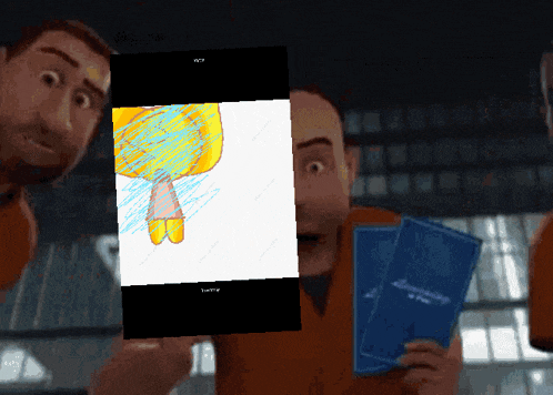 a cartoon character is holding a drawing of a man 's penis with the word twitter written on it