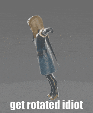 a 3d model of a man with the words " get rotated idiot " below it