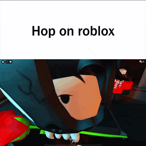 a screenshot of a video game with the words hop on roblox on the bottom