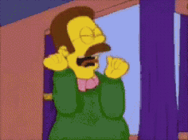 a cartoon character with glasses and a mustache is standing in front of a window with his mouth open