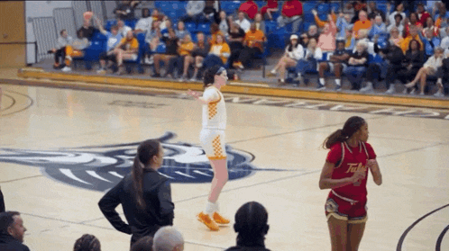 a woman in a taylor jersey stands on a court