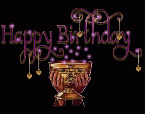 Happy Birthday Golden Cup GIF - Happy Birthday Golden Cup Hearts GIFs