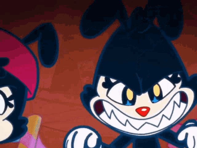 two cartoon characters are standing next to each other and one of them has a very angry look on his face