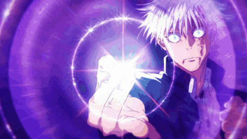 a person with white hair and blue eyes is holding a light in their hand