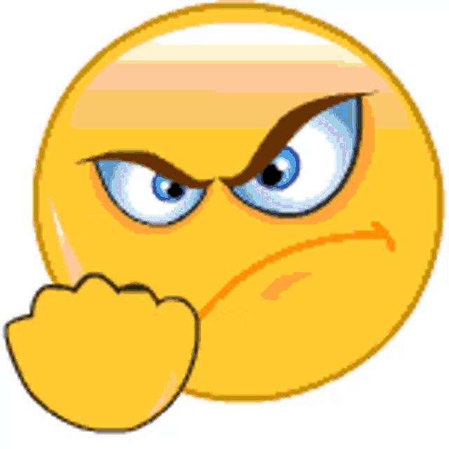 an angry smiley face with a fist in front of it 's face