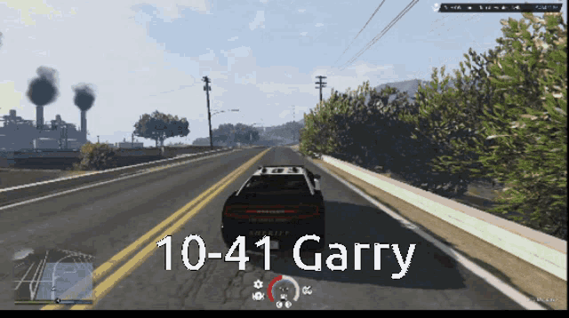 a video game screen shows a sheriff 's car driving down a road with the time of 10:41