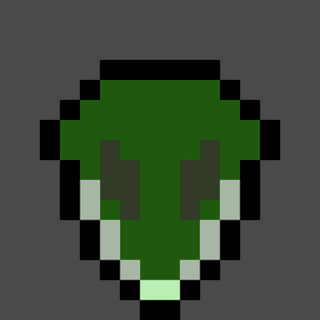 a pixel art of a boar with red eyes and a pink tongue