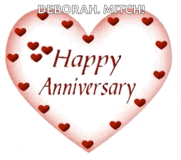 a heart that says " happy anniversary " is surrounded by red hearts