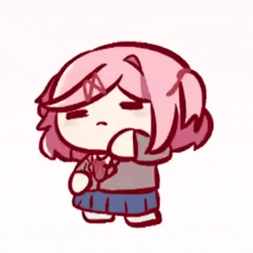 a cartoon drawing of a girl with pink hair and a heart in her mouth .