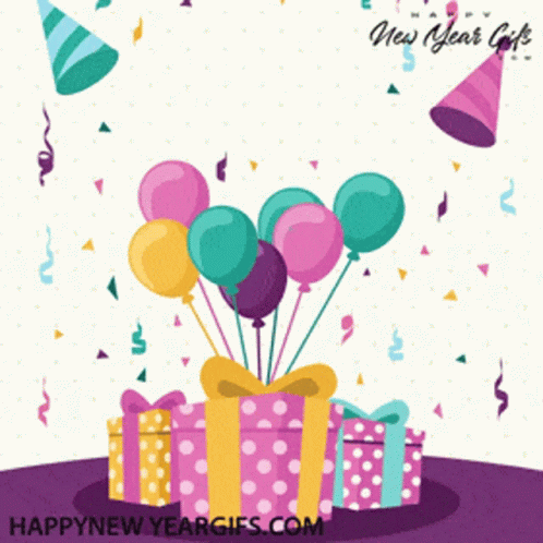 Birthday Wishes Gifts Balloons New Year GIF - Birthday Wishes Gifts Balloons New Year GIFs