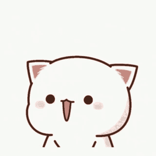 a cartoon cat is covering its face with its paws and making a funny face .