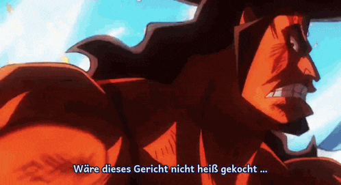 a cartoon of a man with the words " ware dieses gericht nicht heiß gekocht " below him