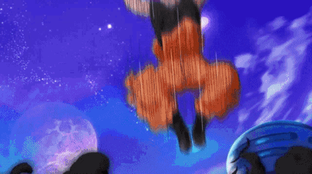 a cartoon character is flying through the air