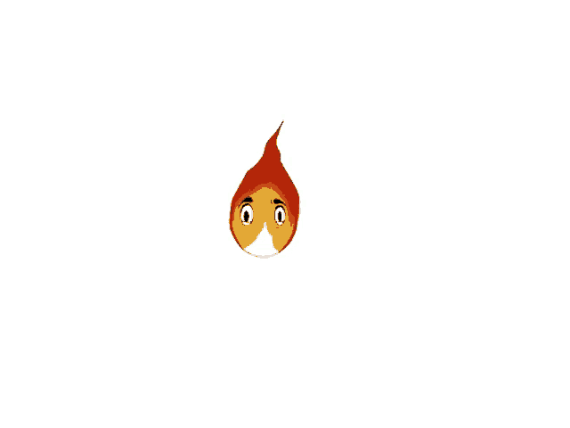 a cartoon of a flame with a face on it