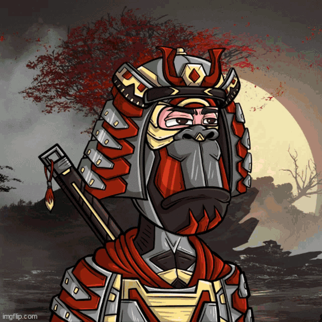 a cartoon of a gorilla in a samurai costume