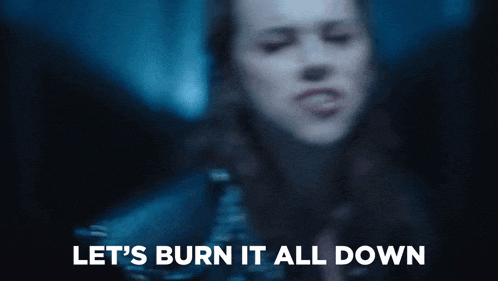 a blurry picture of a woman with the words let 's burn it all down written on the bottom
