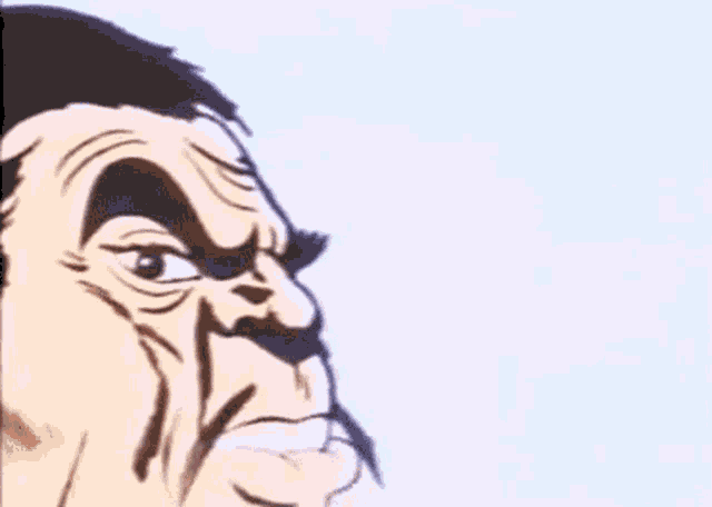 a cartoon of a man with the word crunch in red letters .