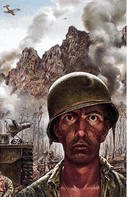 a painting of a soldier with a helmet on