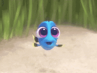 dory from the movie finding dory is flying through the air