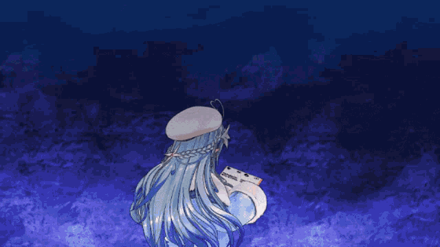 two anime girls are standing next to each other in a blue circle