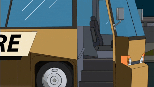 a cartoon drawing of a bus with the word re on the side
