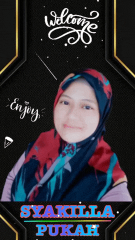 a woman wearing a scarf with the name syakilla pukan