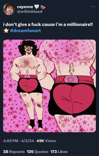 a drawing of a man with a heart shaped butt is being posted on twitter