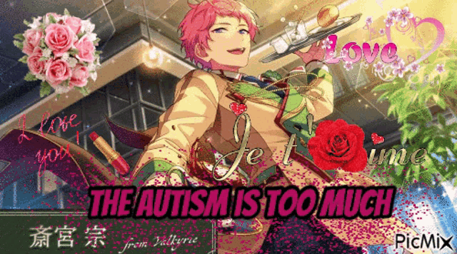 a picture of a boy with the words the autism is too much