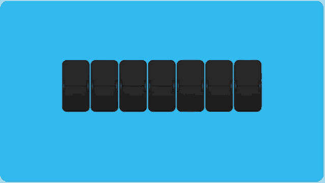 a blue background with a row of black squares