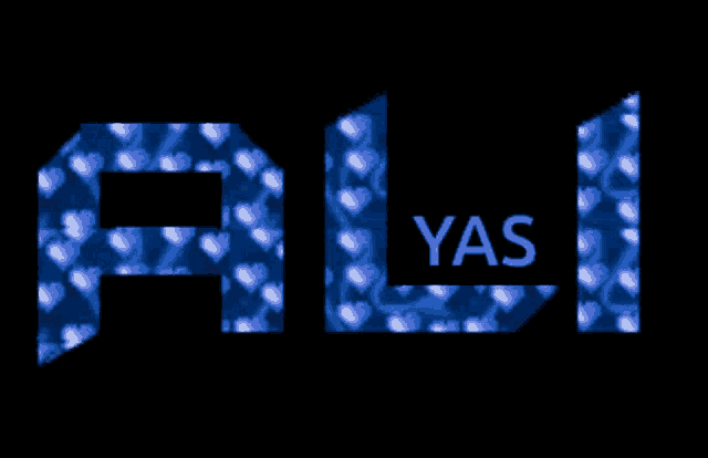 the name ali is written in blue letters