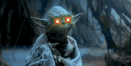 a close up of a cartoon character with red eyes and glowing eyes .