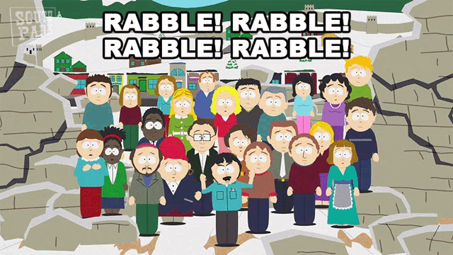 a group of south park characters are standing together