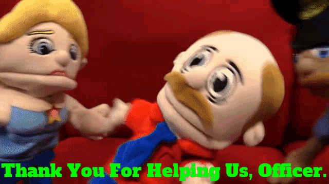thank you for helping us officer is written on a poster