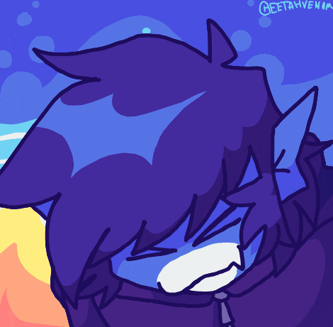 a drawing of a blue and white animal with the name geetaavenue on the bottom