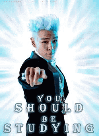 a poster that says you should be studying with a man pointing at the viewer