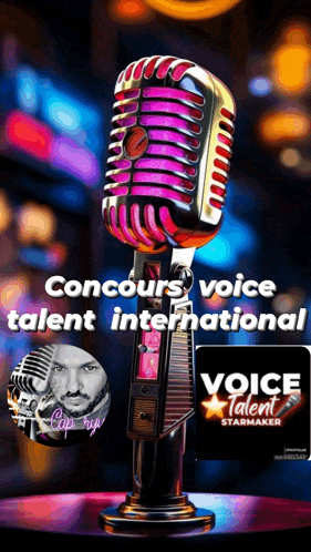 a microphone with the words concours voice talent international written on it
