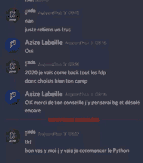 a screenshot of a text conversation between azize labeille and another person