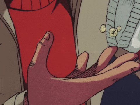a drawing of a person holding a cup of pop corn