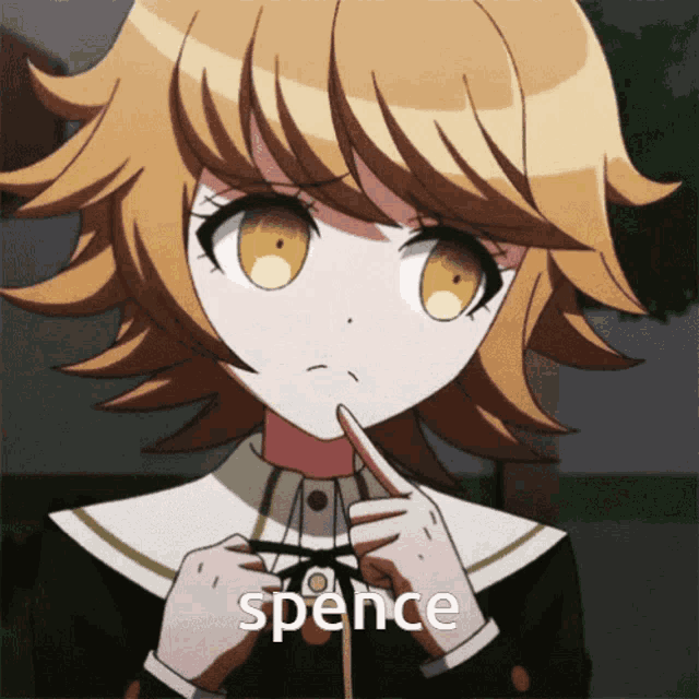 a picture of a girl with the word spence written on it