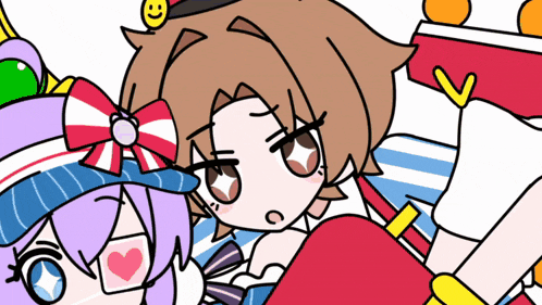 a drawing of a boy and a girl with a smiley face on their head