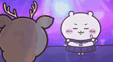 a cartoon of a bear standing next to a deer with antlers .