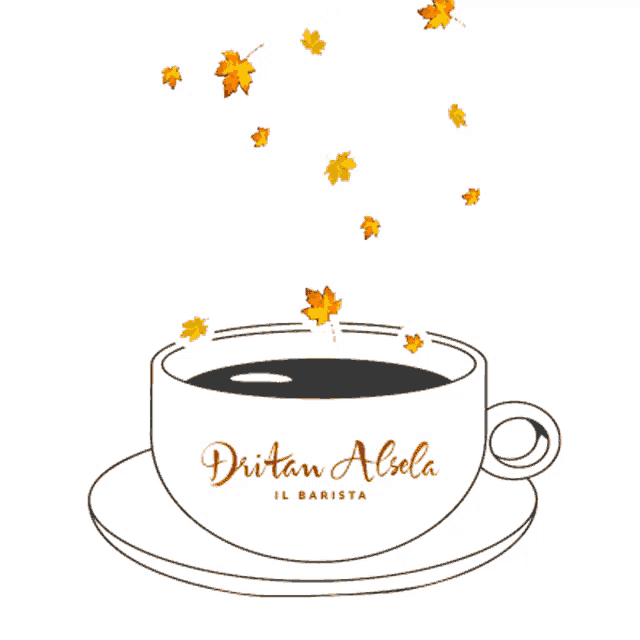 a drawing of a cup of coffee that says dirtan alsela