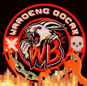 waroeng bocah logo with a rabbit and chains