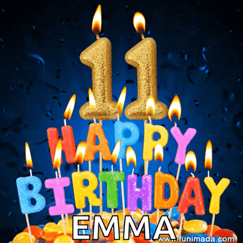 colorful candles that say happy birthday emma