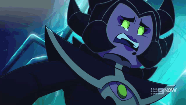 a cartoon character with the word now on the bottom right corner