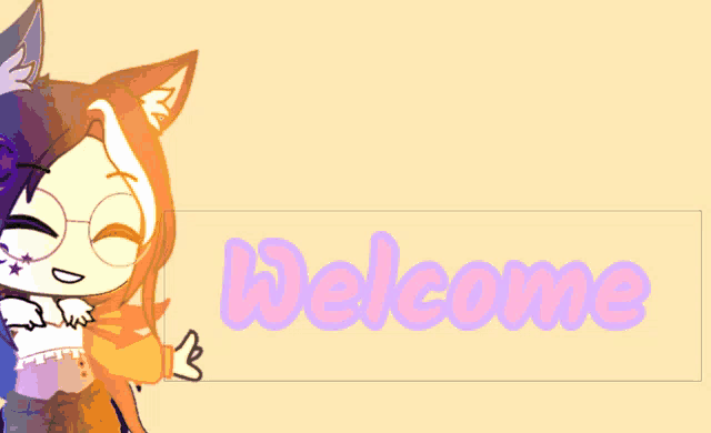 a picture of a girl with a welcome sign