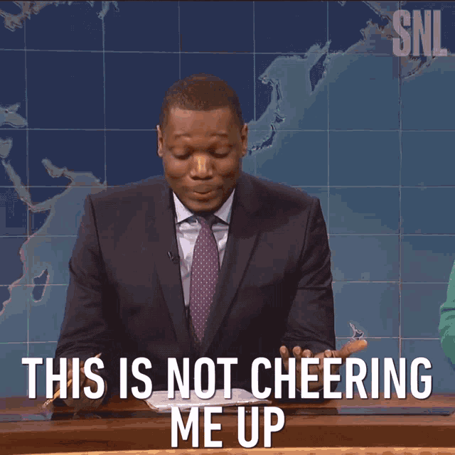 This Is Not Cheering Me Up Michael Che GIF - This Is Not Cheering Me Up Michael Che Saturday Night Live GIFs