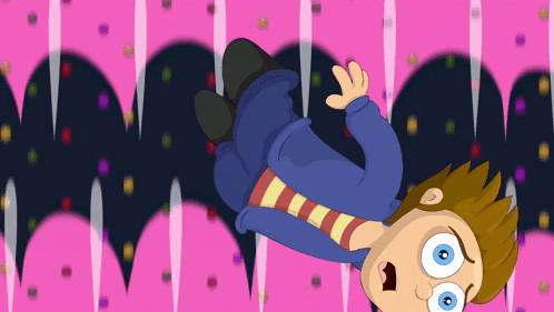 a cartoon of a boy falling on his back