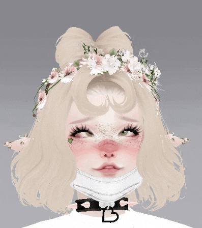a girl with a flower crown on her head and a choker .