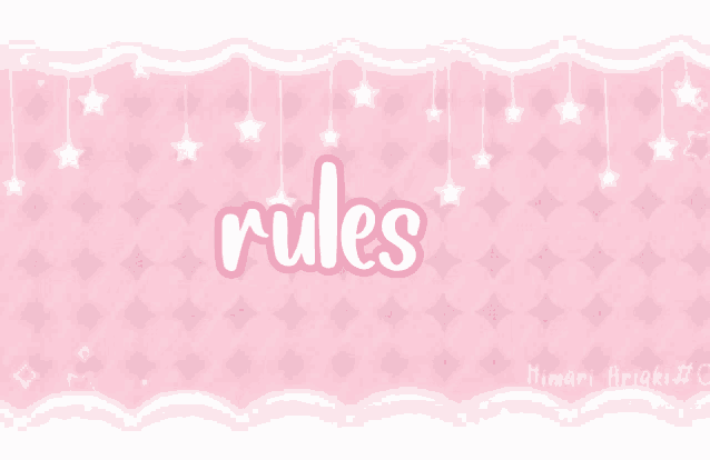 a pink background with white stars and the word rules